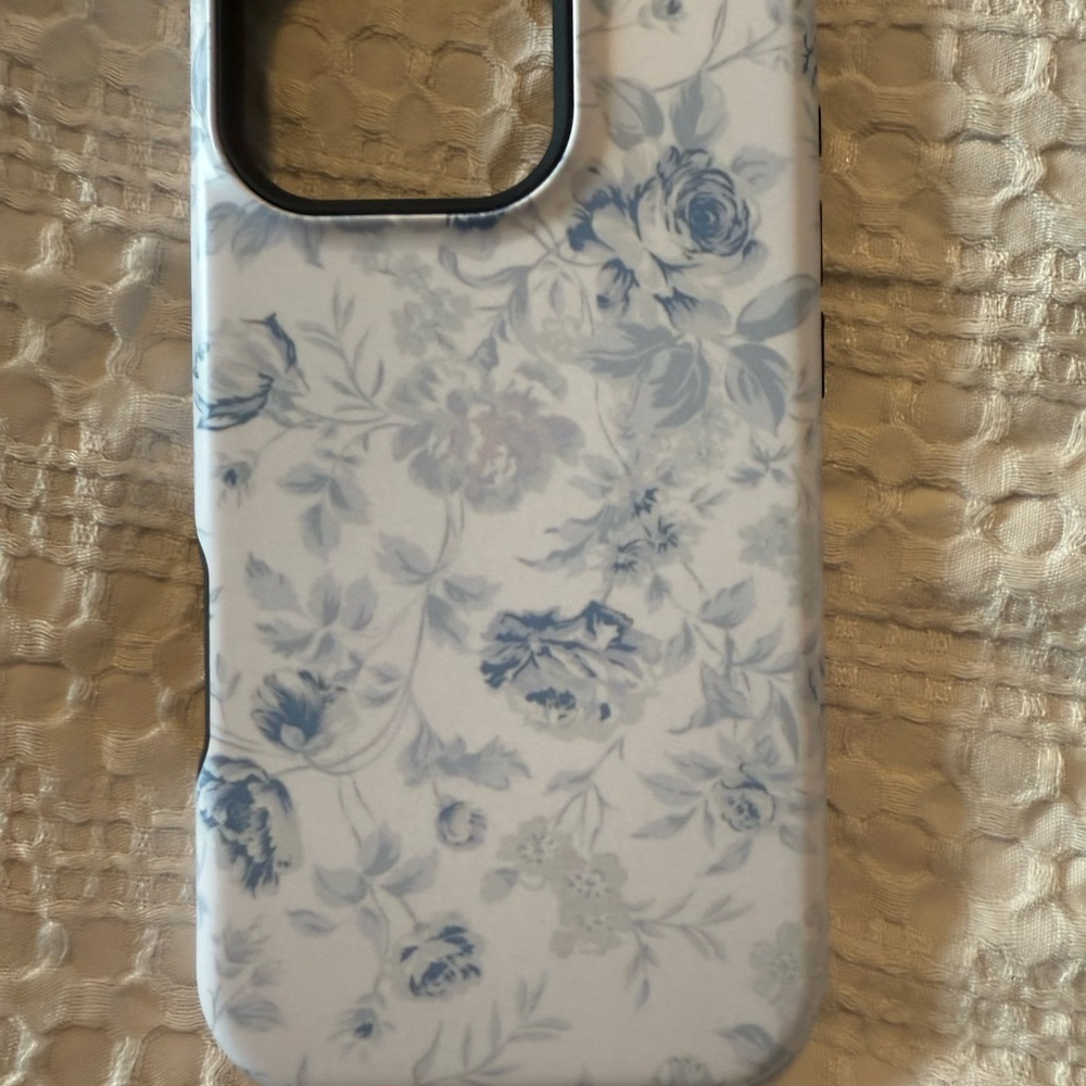 Blue and White Floral iPhone 13 Pro Max Case with Glossy Finish